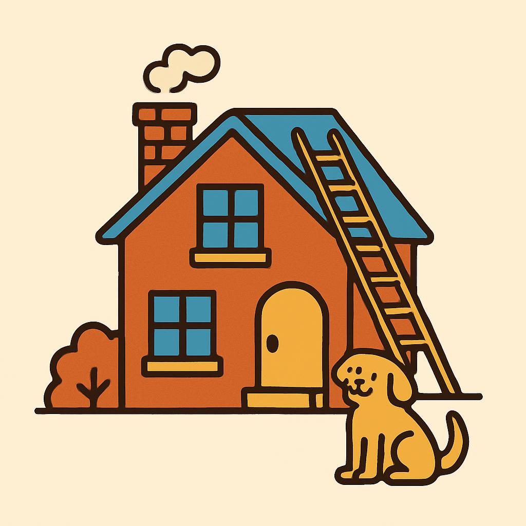 Drawing of a house with a chimney